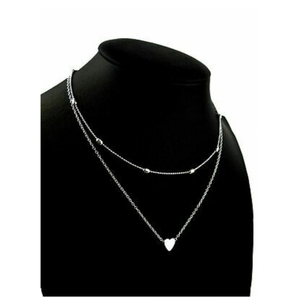 SILVER HEART CHOKER CHUNKY CHAIN - Picture 2 of 5